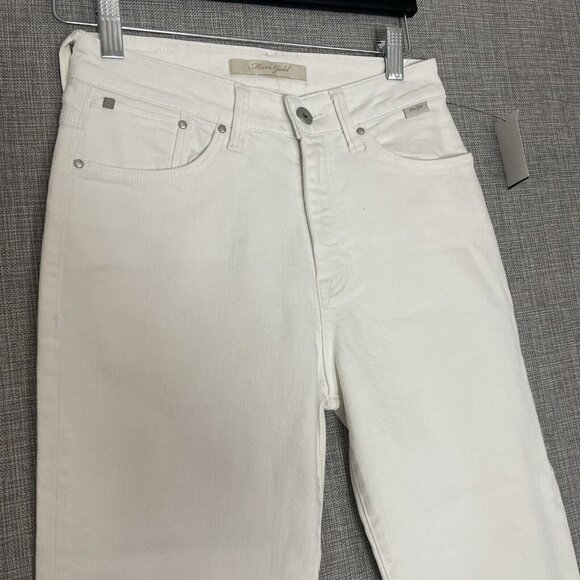 Mavi Niki Jeans Womens 25 Ivory White High Rise Straight Crop Raw Hem New - Picture 5 of 15